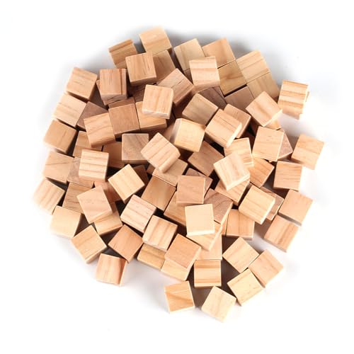 105 x Holz Würfel 20mm Kleine Holzwürfel zum Basteln, Holzwürfel Blanko Natürliche, Quadrat Holzklötzchen zum Basteln, Bastelklötzchen, Holzklötze zum Basteln für DIY Handwerk Zahlen Malen Deko von MUZHUPGUZ