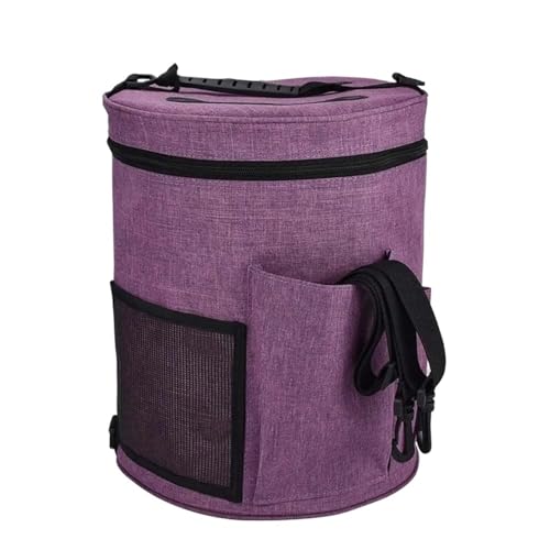 Stricktasche, Stricktasche, gewebte Aufbewahrungstasche, Garnaufbewahrung, Stricktasche, große Garn-Stricktasche for Häkelnadeln und Stricknadeln, Garnknäuel, Trommel(Purple) von MUZIT