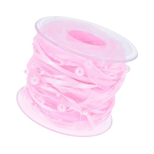 10m/rolle Perlenkette Perlen Geschenkband Rosa Organza Satinband Draht Perlen Kette Schleifenband für Weihnachtsbaum Hochzeit Girlande Dekoration Geschenkverpackungen DIY Handwerk von MVKZFE