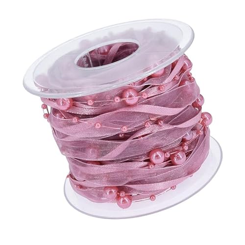 10m/rolle Perlenkette Perlen Geschenkband Tiefes Rosa Organza Satinband Draht Perlen Kette Schleifenband für Weihnachtsbaum Hochzeit Girlande Dekoration Geschenkverpackungen DIY Handwerk 10m/rolle Perlenkette Perlen Geschenkband Tiefes Rosa Organza Satinband Draht Perlen Kette Schleifenband für Weihnachtsbaum Hochzeit Girlande Dekoration Geschenkverpackungen DIY Handwerk von MVKZFE