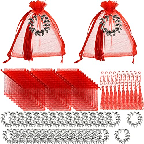 MVQPER Gastgeschenk für Abschlussfeier, Lorbeerkrone, 30 Stück, Beutel für Konfekt, Abschlussfeier, Schlüsselanhänger, Retro-Lorbeerkrone, Süßigkeiten, Geschenk für Feiern, Abschlussfeiern von MVQPER