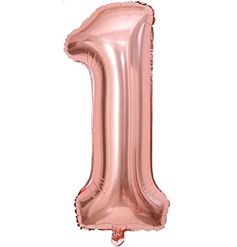 Riesenballon Zahl 1 Roségold XXL – 101 cm 40 Zoll – Dekoration zum Geburtstag 1 Jahr – Feier Reveillon Abend – 10 Jahre – Taufe Baby Jungen Mädchen – Dekoration für Events – Wanddekoration – von MW MALOWINE