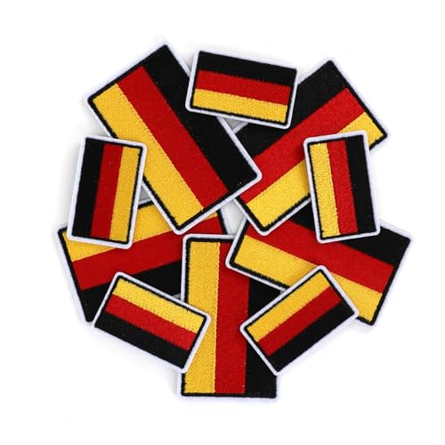 MWOOT 10 Stück Deutsche Flagge Gestickter Patches, Deutschland Flagge Applikationen für Kleidung, Tasche, Jacke, Jeans, Hut, Handwerke Dekor, zum Aufbügeln und Aufnähen von MWOOT