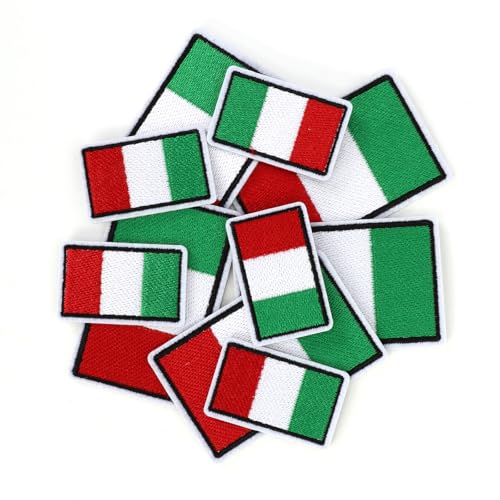 MWOOT 10 Stück Italienische Flagge Gestickter Patches, Italien Flagge Applikationen für Kleidung, Tasche, Jacke, Jeans, Hut, Handwerke Dekor, zum Aufbügeln und Aufnähen von MWOOT