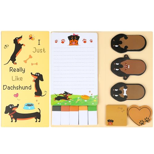 MWOOT 440 Blatt Dackel Haftnotizen Set, Niedliche Hunde Selbstklebende Notizblöcke Haftnotizen, Cartoon Klebezettel Sticky Notes Büro Schule Schreibwaren Geschenk für Schüler Lehrer von MWOOT