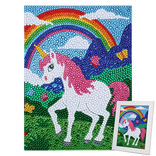 MWOOT 5D DIY Diamant Malerei Kits zum Kinder, Malen nach Zahlen Voller Diamond Art Painting Strass Stickerei Kreuzstich Kunst Handwerk Kristall Zubehör für Home Wall Wanddekoration (15x15CM) - Einhorn von MWOOT