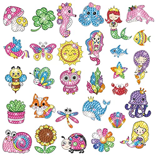 MWOOT 5D Diamantmalerei Aufkleber Kits für Kinder DIY, Diamond Art Painting Aufkleber Sea Animal Diamond Stickers Set for Painting, Meerestier Diamant Aufkleber für Jungen Mädchen Anfänger(30 Stück) von MWOOT