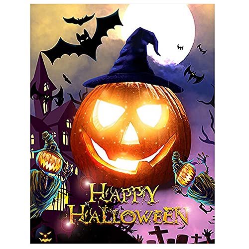 MWOOT 5D Halloween Diamant Malerei Kit,DIY Voller Diamond Paste Painting Kristall Strass Stickerei Kreuzstich Arts Craft Gemälde für Home Wanddekoration(30x40cm)-Kürbis von MWOOT