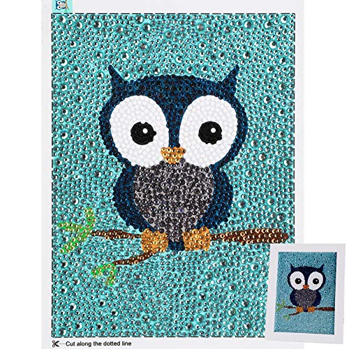 MWOOT 5D kinder Diamant Malerei Kit,DIY Kristall Strass Diamant Pasted Painting Bilder Full Stickerei Malerei Kreuzstich für Home Wanddekoration (15x20CM)-Eule von MWOOT