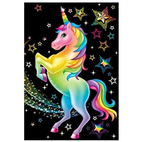 MWOOT DIY 5D Diamant Malerei Kit,Voller Diamond Pasted Painting Kristall Strass Stickerei Kreuzstich Arts Craft Gemälde für Home Wanddekoration(30x40cm) -Regenbogen-Einhorn von MWOOT