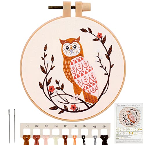 MWOOT Eule Stickerei Kreuzstich Set,DIY Handmade Embroidery Cross Stitch Starter Kit,Anfänger Stickerei Kit für Erwachsene von MWOOT