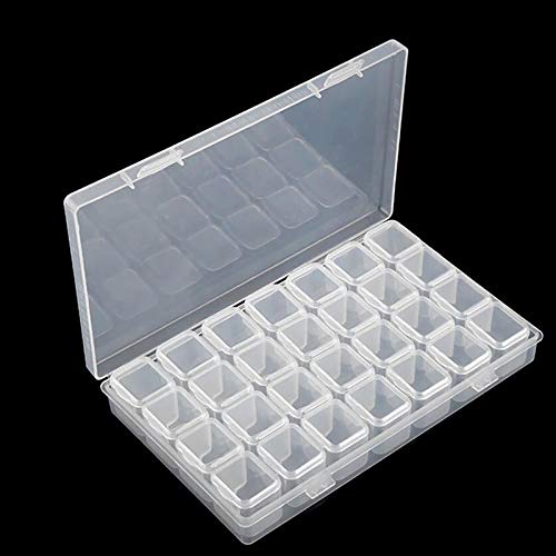 Mwoot 28 Fächer Kunststoff Dosen, Diamant Stickerei Box, Diamant Malerei Nagel Strass DIY Kunst Handwerk Storage Organizer Schmuckschatulle Werkzeugcontainer, Diamond Art Painting Boxes von MWOOT