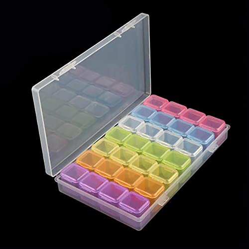 MWOOT 28 Fächer Kunststoff Dosen, Diamant Stickerei Box, Diamant Malerei Nagel Strass DIY Kunst Handwerk Storage Organizer Schmuckschatulle Werkzeugcontainer, Diamond Art Painting Boxes - Bunt von MWOOT