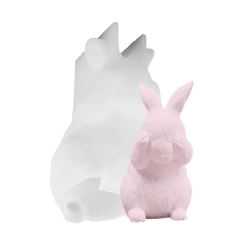 MWZBTG 2 Stück Silikon-Hasen-Statuenform Zum Basteln, Ostern Kaninchen Silikonform, Silikonform Kerzenhalter Osterhase, Kaninchen Silikonformen Gießformen Ostern, Silikonform Für Hasen, 10.8cm von MWZBTG