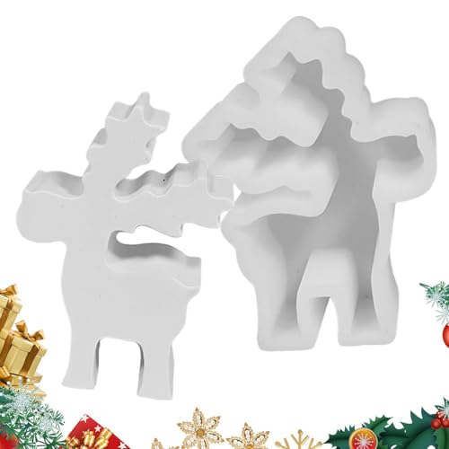 MWZBTG 8x6cm Silikonform Weihnachten Elch, Weihnachten Elch Kerzenformen Zum Gießen, Weihnachts Hirsch Kerzenform, Silikonformen Gießformen Weihnachten Elch, Silikon Rentier Gießform von MWZBTG