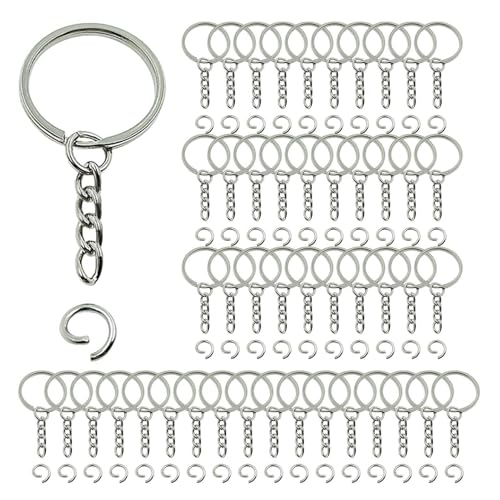 MWZBTG Schlüsselring mit Kette, geteilte Ringe für Schlüsselanhänger,Wiederverwendbarer Schlüsselhalterring für Handwerk - 100x tragbare Schlüsselbundclips, multifunktionale Schlüsselkettenhaken für von MWZBTG