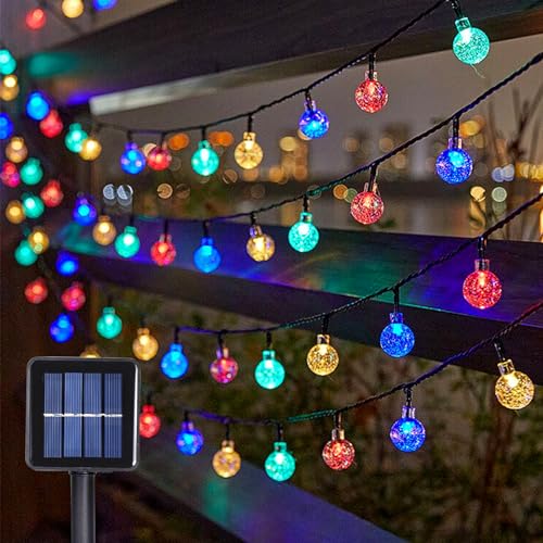 MXJFYY Weihnachtsdeko Lichterkette, 100 LEDs Kugel Lichterkette, 12M 8 Modi Solar Wasserdicht Lichterketten, Weihnachtsdeko Innen Außen Geeignet für Weihnachtsbaum Schlafzimmer Party Kamin Garten von MXJFYY