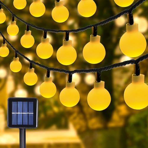 MXJFYY Weihnachtsdeko Lichterkette, 100 LEDs Kugel Lichterkette, 12M 8 Modi Solar Wasserdicht Lichterketten, Weihnachtsdeko Innen Außen Geeignet für Weihnachtsbaum Schlafzimmer Party Kamin Garten von MXJFYY