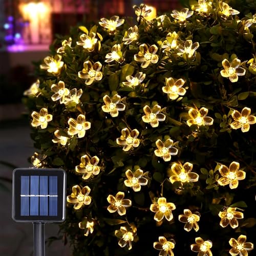 Led lichterkette Innen Außen, 100 LEDs Kugel Lichterkette, 12M 8 Modi Wasserdicht Lichterketten Solar Lichterkette Außen Blumen für Weihnachten, Hochzeit, Party, Garten, Schlafzimmer von MXJFYY