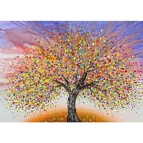 MXJSUA 5D Bunter Regenbogenbaum Diamant Painting Kits für Erwachsene, DIY Strass Bilder Diamant Kunst Kits, Runde Steine Diamant Painting für Zuhause Dekor 30x40cm von MXJSUA