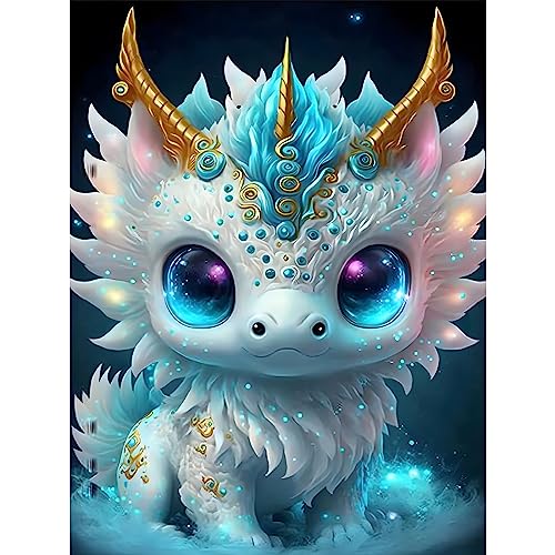 MXJSUA 5D Diamond Painting, Süßer Drache Diamant Painting Kits Bilder für Erwachsene, DIY Diamant Malerei Diamond Painting Kinder Bilder Set 30x40cm für Wanddekor von MXJSUA