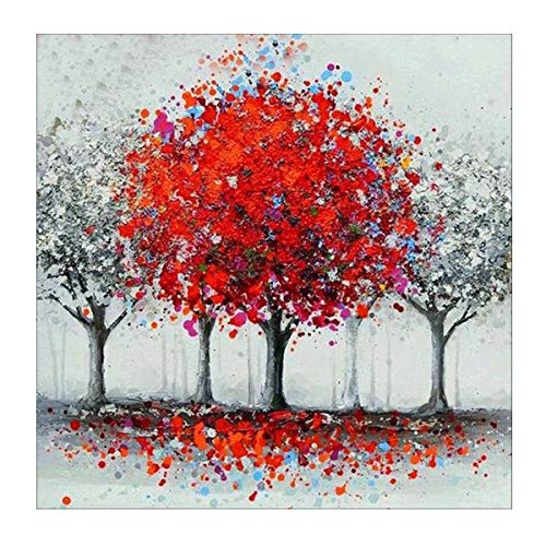 MXJSUA 5D Diamond Painting Vollrunde Bohrkits Klebekunsthandwerk für Wohnwanddekor Roter Baum 30x30cm von MXJSUA