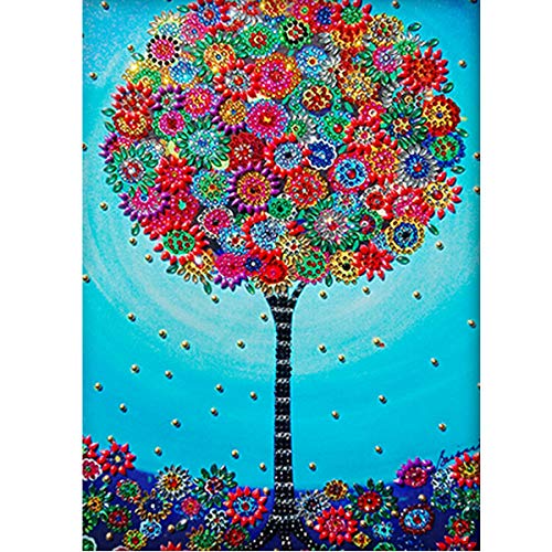 MXJSUA DIY 5D Sonderform Diamantmalerei von Number Kit Kristall Strass Rundbohrer Bild Home Wanddekoration 30x40cm Blumen Baum von MXJSUA