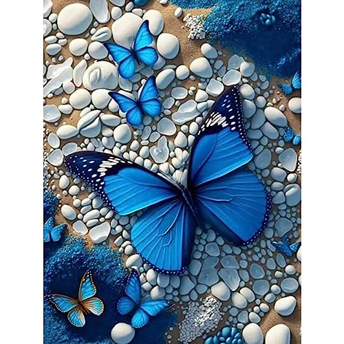 MXJSUA Diamond Painting Diamant Painting Bilder Blauer Schmetterlingsstein Diamond Painting Erwachsene Full Diamant Bilder Kinder Stickerei Set Kreuzstich Bilder Wall Room Home Decoration 30x40cm von MXJSUA