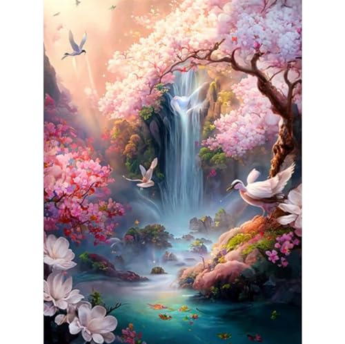 MXJSUA Diamond Painting Diamant Painting Bilder Blumenwasserfall Diamond Painting Erwachsene Full Diamant Bilder Kinder Stickerei Set Kreuzstich Bilder Wall Room Home Decoration 30x40cm von MXJSUA