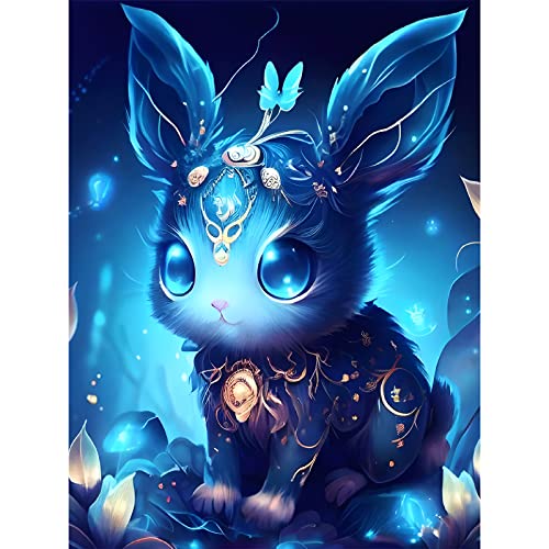 MXJSUA Diamond Painting Erwachsene Hase, Diamond Painting Diamant Painting Bilder Tiere 5D Diamant Malerei Kits, DIY Diamond Painting Kits Feen-Kaninchen 30x40cm für Wanddekoration von MXJSUA