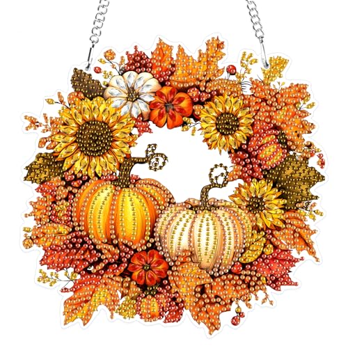 MXJSUA Halloween Kürbisse-Kranz Diamond Painting Anhänger, Diamond Painting mit Kette Erwachsene Diamant Painting Fensterbilder Hängende Ornament Bastelset Set für Wand Und Eingang Decor 19.4x19.6CM MXJSUA Halloween Kürbisse-Kranz Diamond Painting Anhänger, Diamond Painting mit Kette Erwachsene Diamant Painting Fensterbilder Hängende Ornament Bastelset Set für Wand Und Eingang Decor 19.4x19.6CM von MXJSUA