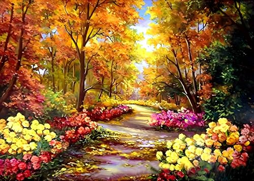 MXJSUA Square Diamond Painting Erwachsene 5D Diamant Painting Bilder Erwachsene 5D Diamond Painting Set Herbst Diamond Painting Square Drill Bilder für Home Wall Decor 30x40 Herbst Landschaft Blüte von MXJSUA