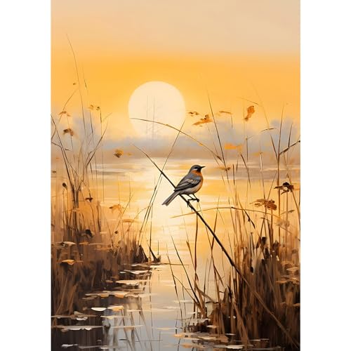 MXJSUA Sunset Diamond Painting Kits für Erwachsene, 5D-Diamant-Kunst-Kits für Anfänger, DIY-Vollbohrbild mit Diamant für Heimdekoration, 30 x 40 cm von MXJSUA