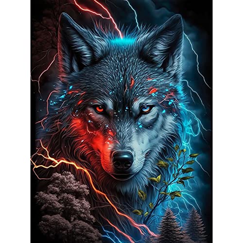 MXJSUA Wolf Diamond Painting Diamant Painting Bilder Diamond Painting Erwachsene Full Diamant Bilder Kinder Stickerei Set Kreuzstich Bilder Wall Room Home Decoration 30x40cm von MXJSUA