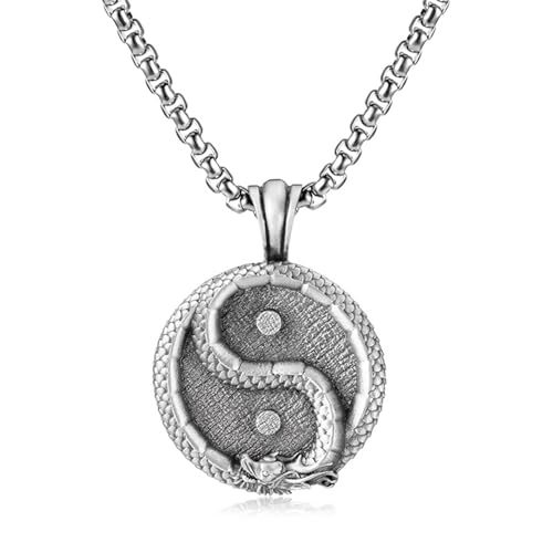 MXMZSRTH Halskette mit Punk-Anhänger Chinesische Yin- und Yang-Taiji-Halskette for Herren, personalisierbar, modisch, schlicht, for Paare, mit langem Anhänger, Pulloverkette von MXMZSRTH