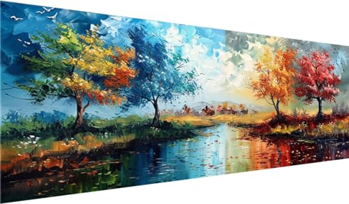 Baum Diamond Painting Groß XXL 80x30cm, Basteln Erwachsene Diamond Painting Set, 5D DIY Vier Techniken Diamant Painting Bilder Erwachsene, Diamond Painting Set mit Zubehör für Home Wanddeko, Geschenke von MXRUOO