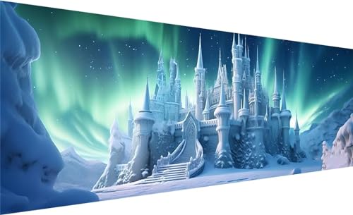 Diamond Painting, Diamant Painting Bilder Schloss, DIY Diamant Kunst Malerei Stickerei Set, Diamant Malen nach Zahlen Erwachsene, Eis Schnee Diamond Painting Set für Home Wanddeko Geschenk 90x30cm V-2 von MXRUOO