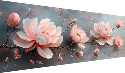 Diamond Painting Erwachsene, Diamant Painting Bilder Blume, 5D DIY Diamant Malerei Kunst Stickerei Set, Diamant Painting Bilder Erwachsene, Magnolie Diamond Painting XXL Set für Home Wanddeko 150x60cm von MXRUOO