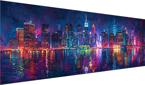 Diamond Painting Erwachsene, Diamant Painting Bilder New York, 5D DIY Diamant Malerei Kunst Stickerei Set, Diamant Painting Bilder Erwachsene, Farbe Diamond Painting XXL Set für Home Wanddeko 130x50cm von MXRUOO