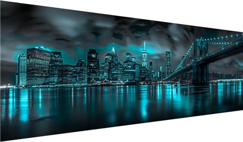 Diamond Painting Erwachsene, Diamant Painting Bilder New York, 5D DIY Diamond Painting Kunst Set, Diamant Painting Bilder Erwachsene, Brooklyn Diamond Painting XXL Set für Zimmer Wand Deko 180x70cm von MXRUOO