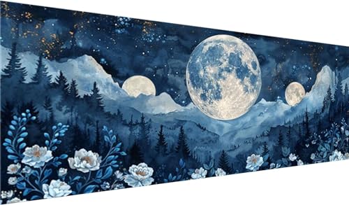 Diamond Painting Set 100x40 cm, DIY Mond Diamond Painting Eckige Steine Strass Cross Stickerei Kunst Kits, Diamond Painting Zubehör Set Basteln Erwachsene, Diamond Painting Blumen für Geschenke, Dekor von MXRUOO