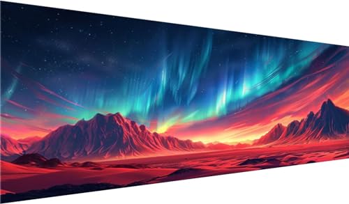 Diamond Painting XXL 100x40 cm, DIY Polarlicht Diamant Painting Bilder, 5D Geheimnis Diamond Painting Set, Diamant Kristall Strass Kreuzstich Painting, Diamond Painting Erwachsene, Wanddeko Wohnzimmer von MXRUOO