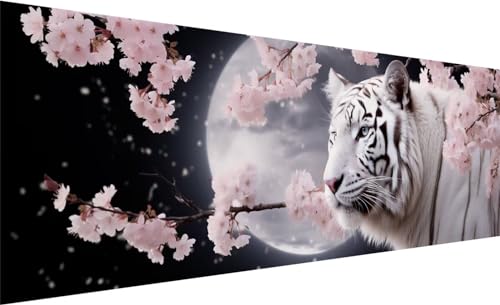 Diamond Painting XXL 180x60 cm, 5D DIY Tiger Diamond Painting Runde Steine Strass Cross Stickerei Kunst Kits, Diamond Painting Zubehör Set Basteln Erwachsene, Geschenk für Diamond Painting Mond J-0 von MXRUOO