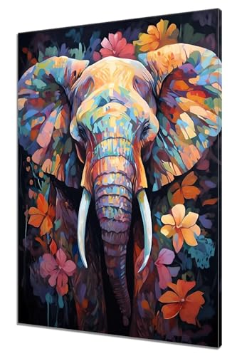 Malen Nach Zahlen Elefant, DIY Malen nach Zahlen Tier für Anfänger und Erwachsene, Bastelset Erwachsene Paint by Numbers Ölgemälde mit 3 Pinsel, Acrylfarbe für Home Wanddeko (Ohne Rahmen) 50x70cm V-3 von MXRUOO