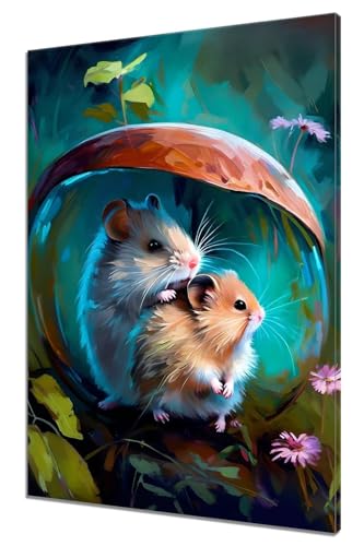 Malen Nach Zahlen Erwachsene Hamster, DIY Handgemalt Ölgemälde Leinwand Kits, DIY Set Erwachsene Anfänger Paint by Numbers Malen Nach Zahlen Maus zur Wanddeko Wohnzimmer, Kein Rahmen (30x40cm) C-7 von MXRUOO