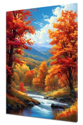 Malen Nach Zahlen Erwachsene Herbst, DIY Handgemalt Ölgemälde Leinwand Kits, DIY Set Erwachsene Anfänger Paint by Numbers Malen Nach Zahlen Landschaft zur Heimdekoration, Kein Rahmen (40x50cm) K-6 von MXRUOO