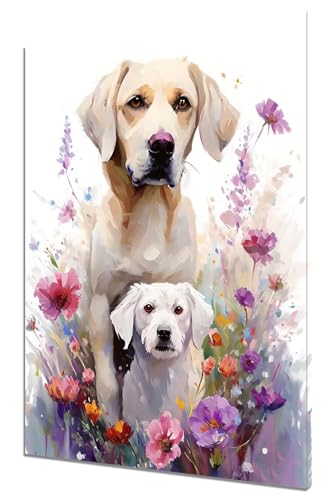 Malen Nach Zahlen Erwachsene Hund Malen Nach Zahlen Blumen Kinder Anfänger mit Leinwand Pinseln Acrylpigment Paint by Numbers, Malen nach Zahlen für Geschenke und Home Zimmer Wanddeko (50x70cm) E-2 von MXRUOO