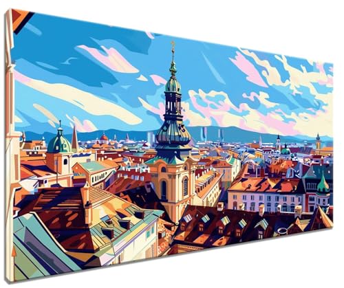 Malen Nach Zahlen Erwachsene Wien, DIY Handgemalt Ölgemälde Leinwand Kits, DIY Set Erwachsene Anfänger Paint by Numbers Malen Nach Zahlen Landschaft zur Wanddeko Wohnzimmer, Kein Rahmen (60x80cm) T-5 von MXRUOO