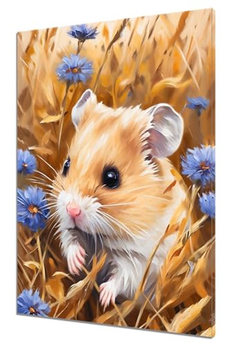 Malen Nach Zahlen Hamster, DIY Malen nach Zahlen Tier für Anfänger und Erwachsene, Bastelset Erwachsene Paint by Numbers Ölgemälde mit 3 Pinsel, Acrylfarbe für Home Wanddeko (Ohne Rahmen) 50x70cm O-2 von MXRUOO