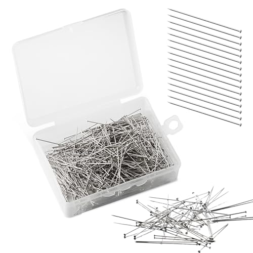 MXTIMWAN 500 Stück 35 mm Sewing Pins Stecknadeln, Edelstahl Gerade Stecknadeln, Kopfnadeln feine, Gerade Satinnadeln, Nähen Pins Edelstahl Schneidernadeln, für Dekoration, Nähprojekte, Häkeln, Basteln von MXTIMWAN